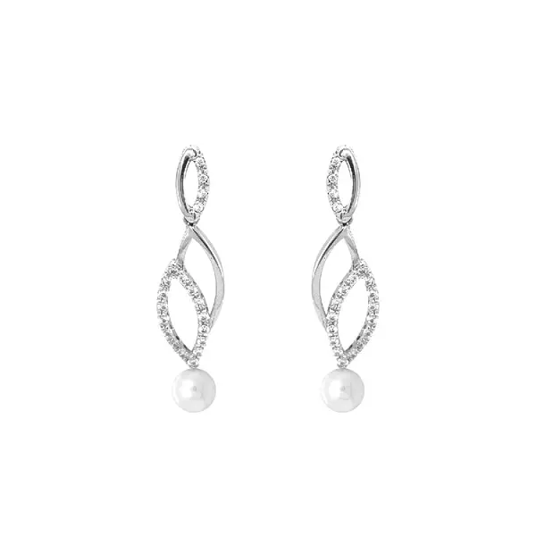 Vòng tai vàng đính ngọc trai và zircon