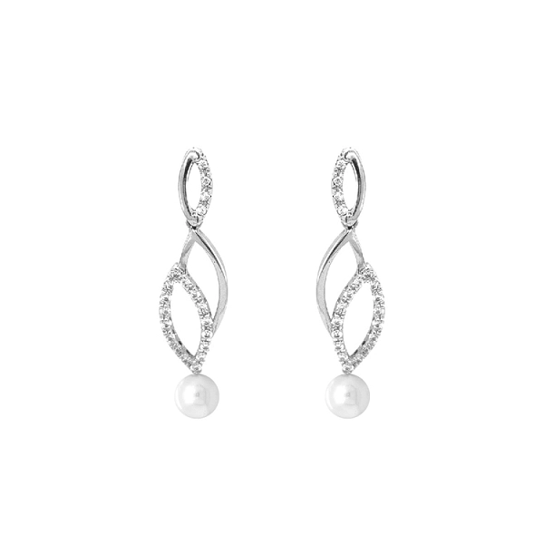 Vòng tai vàng đính ngọc trai và zircon