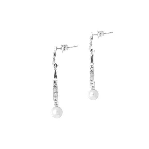 Vòng tai vàng đính ngọc trai và zircon