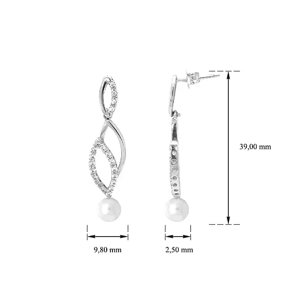 Vòng tai vàng đính ngọc trai và zircon