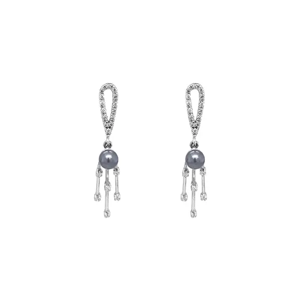 Vòng tai ngọc trai vàng đính đá zircon