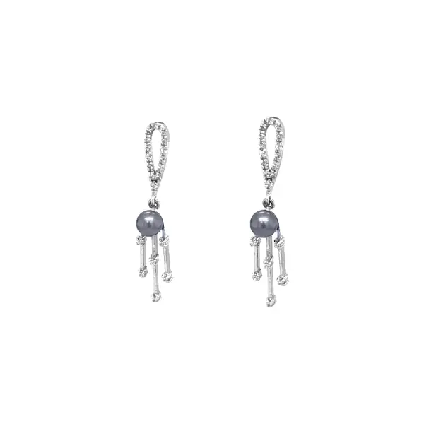 Vòng tai ngọc trai vàng đính đá zircon