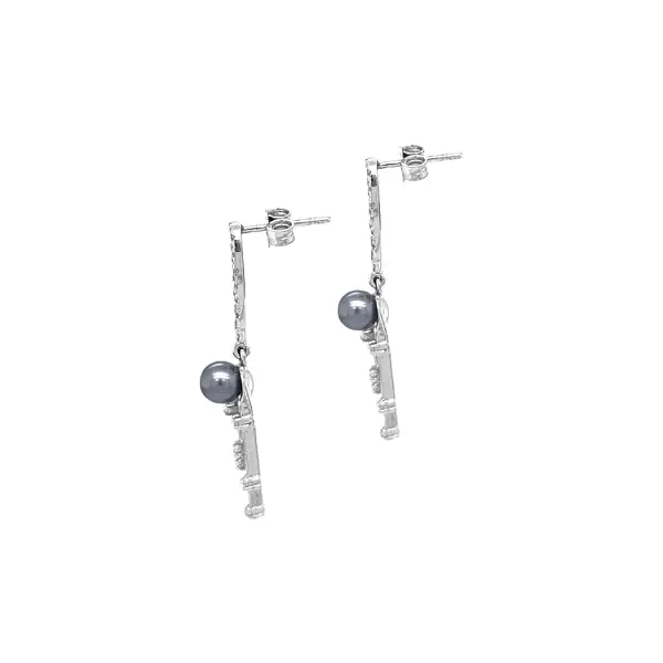 Vòng tai ngọc trai vàng đính đá zircon