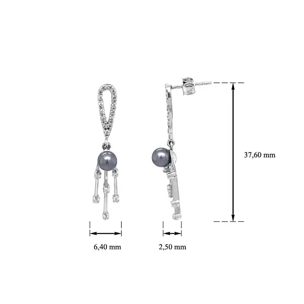 Vòng tai ngọc trai vàng đính đá zircon