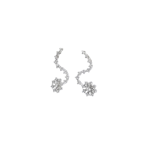 Khuyên tai bằng vàng trắng đính đá zircon trắng