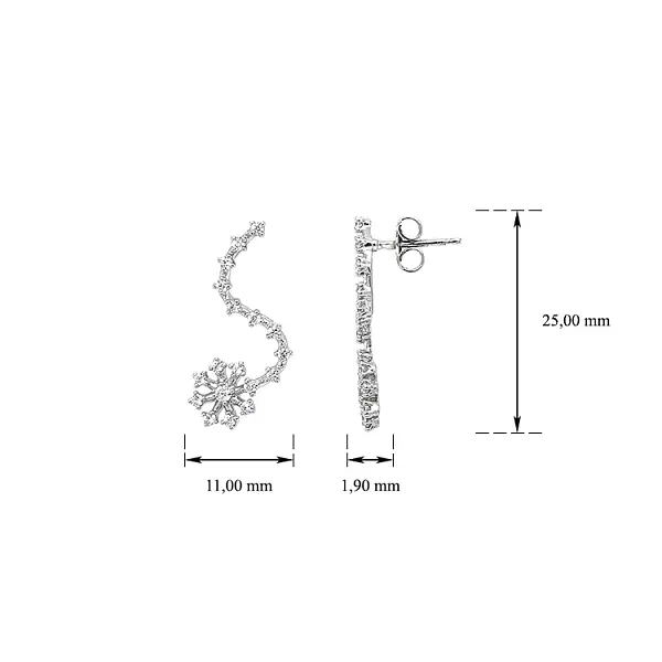 Khuyên tai bằng vàng trắng đính đá zircon trắng
