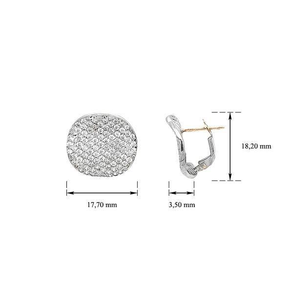 Khuyên tai bằng vàng trắng đính đá zircon trắng