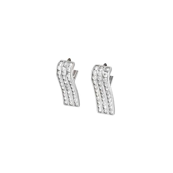 Khuyên tai bằng vàng trắng đính đá zircon trắng