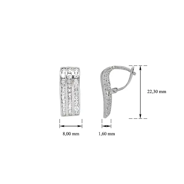Khuyên tai bằng vàng trắng đính đá zircon trắng