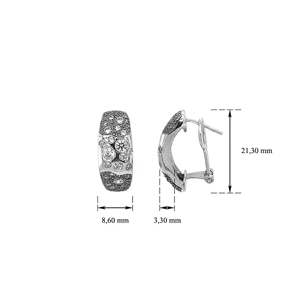 Khuyên tai bằng vàng trắng đính đá zircon trắng