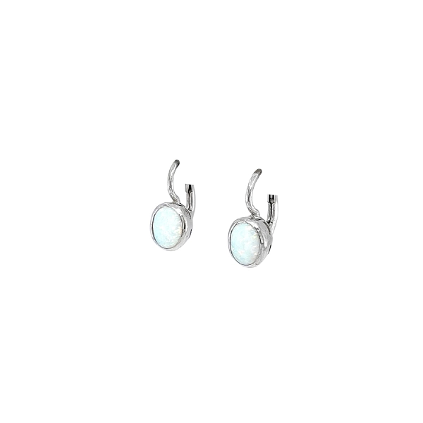 Vòng tai vàng trắng đính ngọc opal