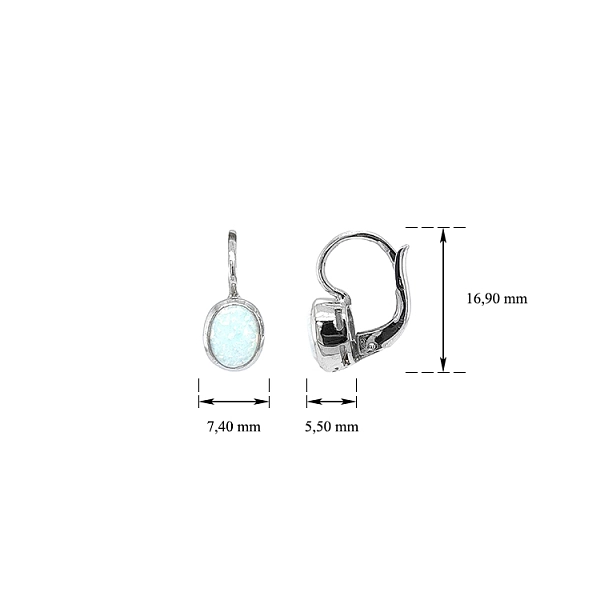 Vòng tai vàng trắng đính ngọc opal
