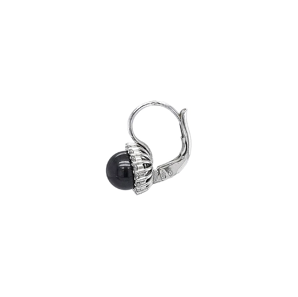 Hoa tai vàng trắng thanh lịch gắn đá onyx và zircon