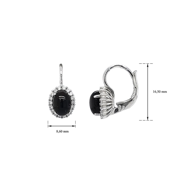 Vàng trắng, đá onyx và zircon trong đôi bông tai vượt thời gian
