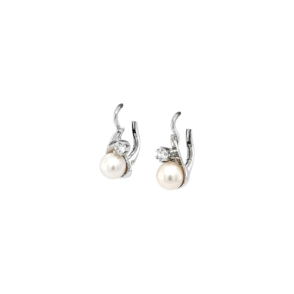 Vòng tai vàng đính ngọc trai và zircon