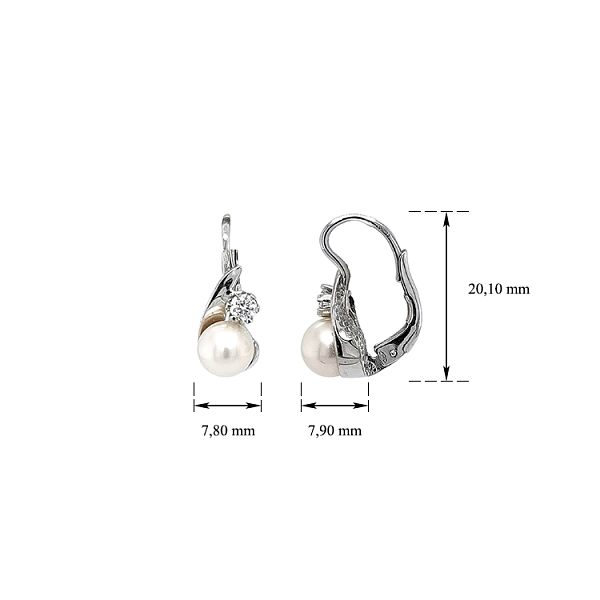 Vòng tai vàng đính ngọc trai và zircon
