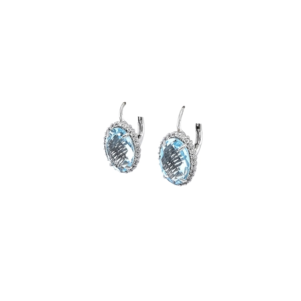 Vòng tai vàng trắng đính đá topaz