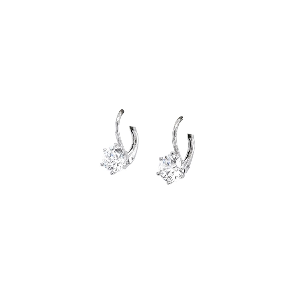 Khuyên tai bằng vàng trắng đính đá zircon trắng