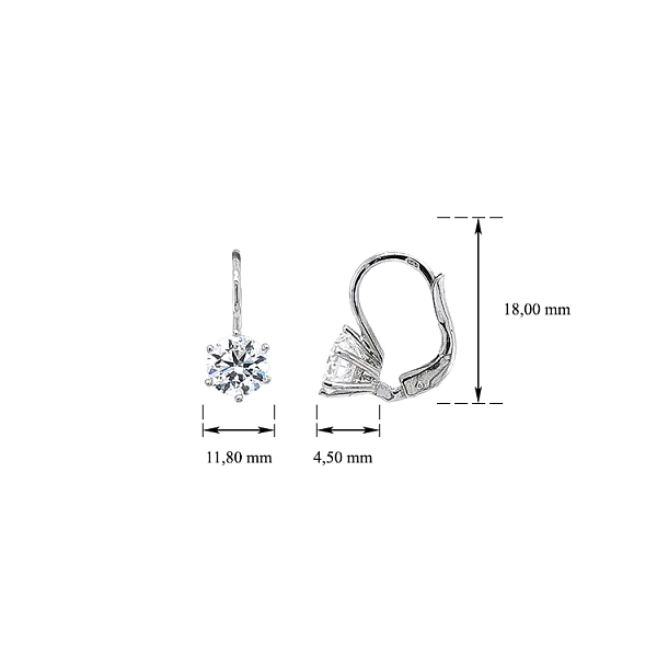 Khuyên tai bằng vàng trắng đính đá zircon trắng