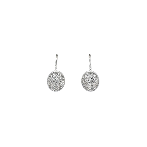 Khuyên tai bằng vàng trắng đính đá zircon trắng