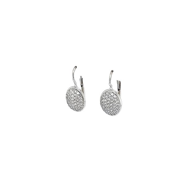 Khuyên tai bằng vàng trắng đính đá zircon trắng