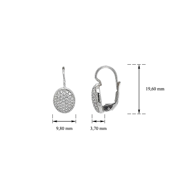 Khuyên tai bằng vàng trắng đính đá zircon trắng