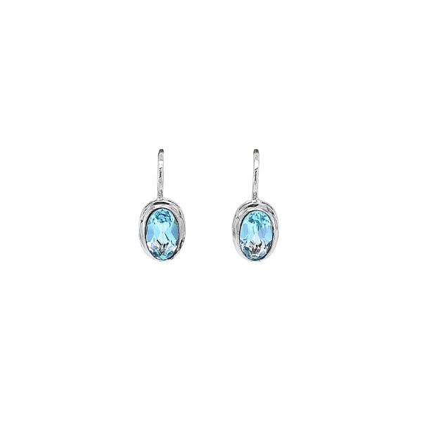 Vòng tai vàng trắng đính đá topaz