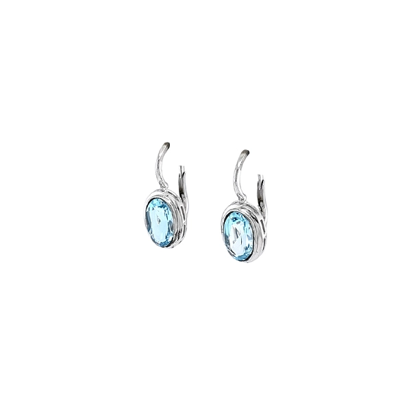 Vòng tai vàng trắng đính đá topaz