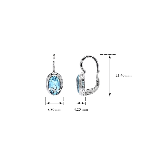 Vòng tai vàng trắng đính đá topaz