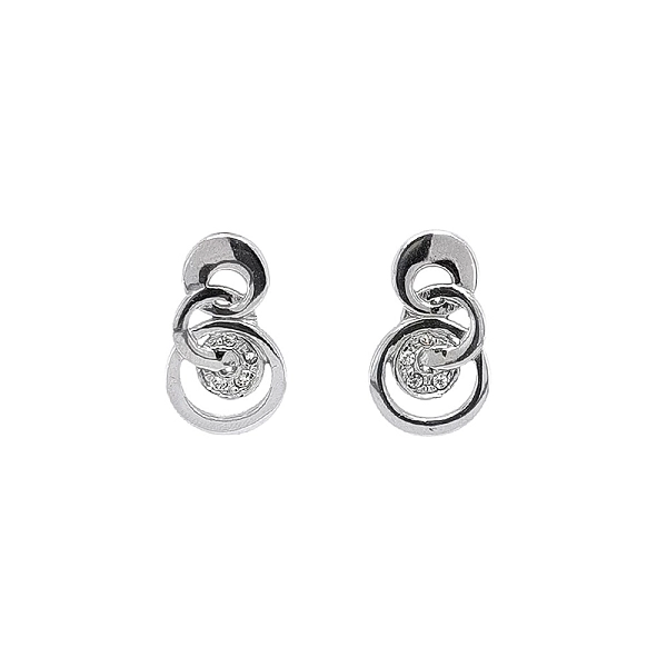 Khuyên tai bằng vàng trắng đính đá zircon trắng