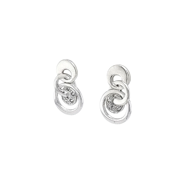 Khuyên tai bằng vàng trắng đính đá zircon trắng