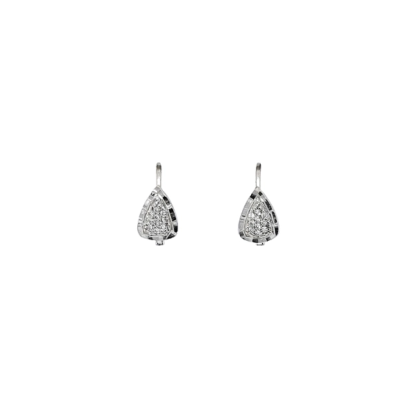 Khuyên tai bằng vàng trắng đính đá zircon trắng