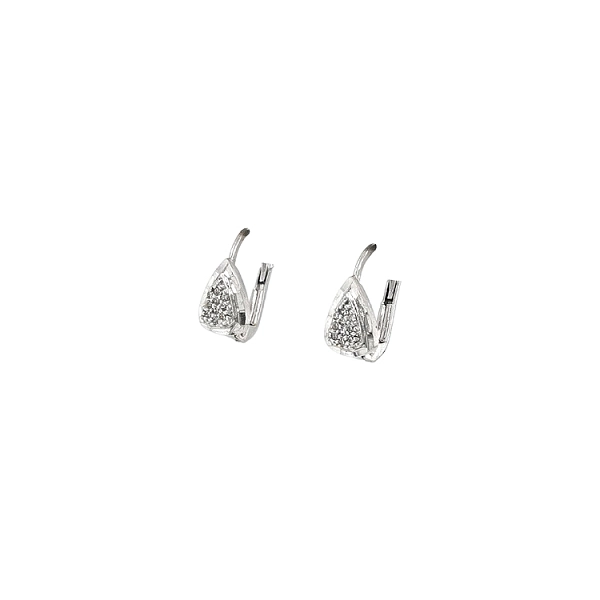 Khuyên tai bằng vàng trắng đính đá zircon trắng