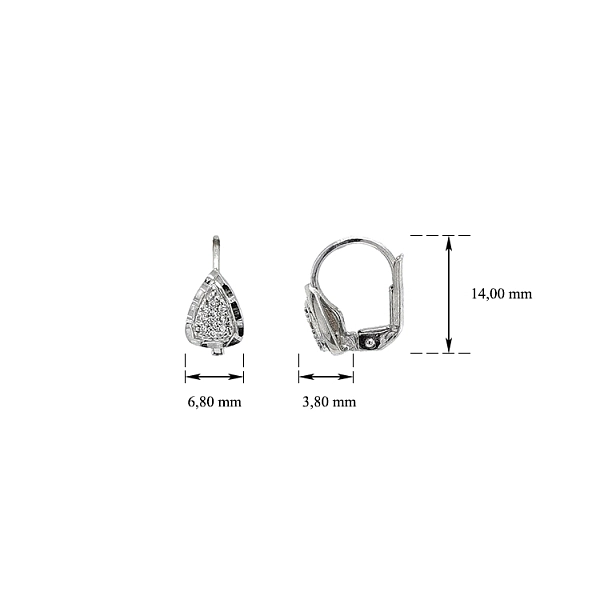 Khuyên tai bằng vàng trắng đính đá zircon trắng