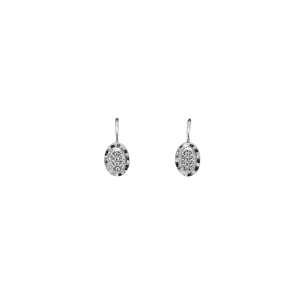 Khuyên tai bằng vàng trắng đính đá zircon trắng