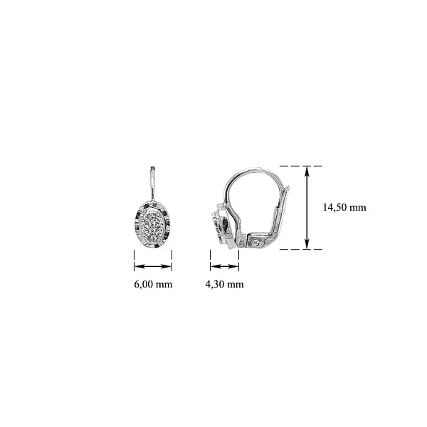 Khuyên tai bằng vàng trắng đính đá zircon trắng