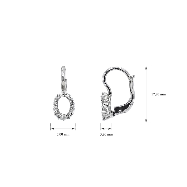 Vòng tai dài bằng vàng trắng sang trọng với đá zircon