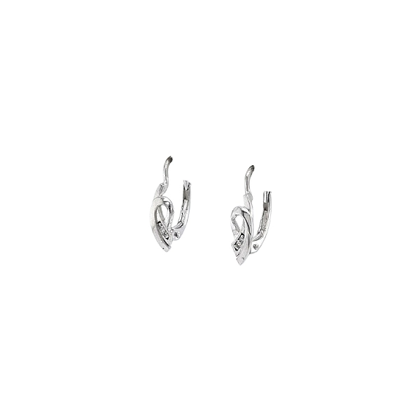 Khuyên tai bằng vàng trắng đính đá zircon trắng