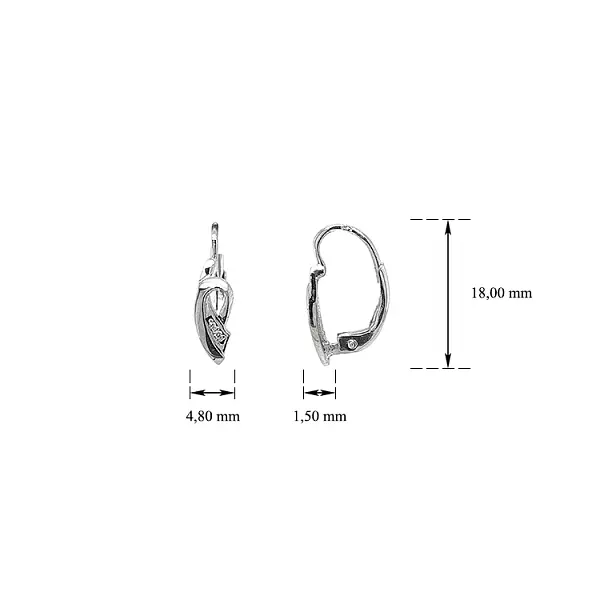 Khuyên tai bằng vàng trắng đính đá zircon trắng