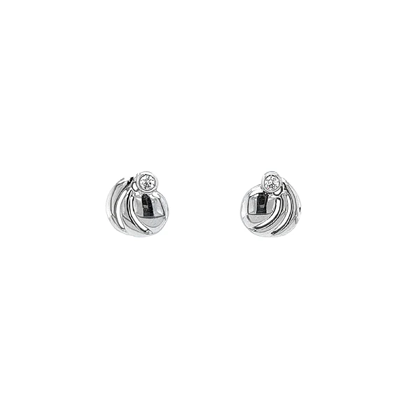 Khuyên tai bằng vàng trắng đính đá zircon trắng