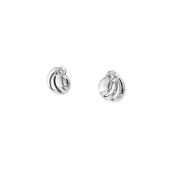 Khuyên tai bằng vàng trắng đính đá zircon trắng