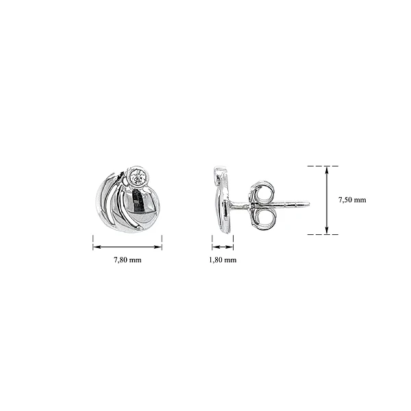 Khuyên tai bằng vàng trắng đính đá zircon trắng