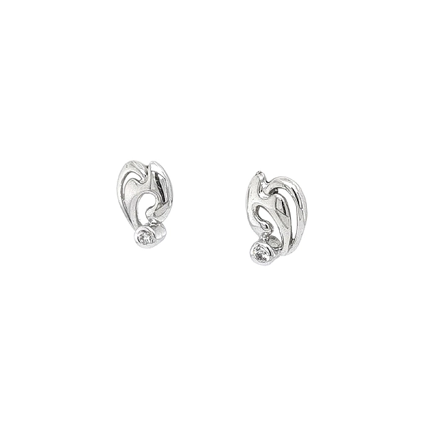 Khuyên tai bằng vàng trắng đính đá zircon trắng