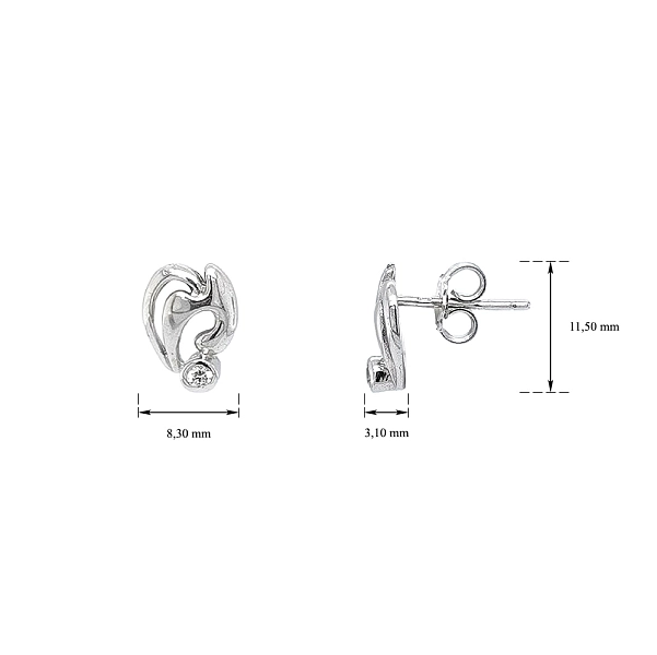 Khuyên tai bằng vàng trắng đính đá zircon trắng