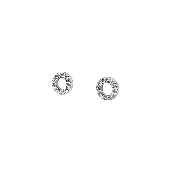 Vòng tai trắng vàng tròn với đá zircon tinh xảo