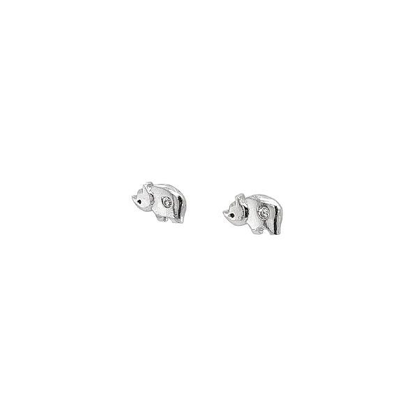 Vòng tai vàng trắng hình tê giác đính đá zircon