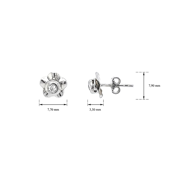Vòng tai hoa với đá zircon trong vàng trắng
