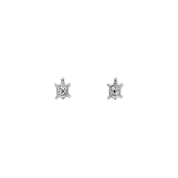 Vòng tai vỏ rùa bằng vàng trắng đính đá zirconia
