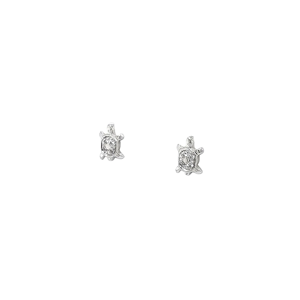 Vòng tai vỏ rùa bằng vàng trắng đính đá zirconia