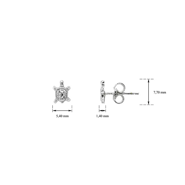 Vòng tai vỏ rùa bằng vàng trắng đính đá zirconia